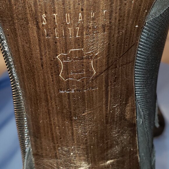 Stuart Weitzman Black Suede Mesh Bootie Heels Size 10M - Picture 7 of 8